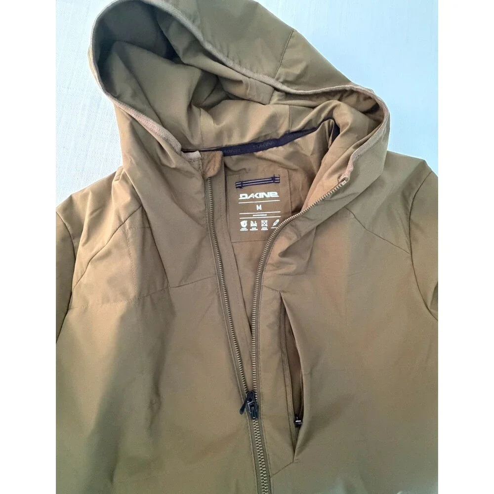 Dakine Mens Medium Insulated Hooded Jacket Water Wind Resistant Brown Outdoor